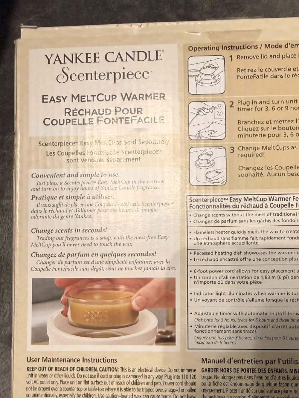 Yankee Candle X-Large Scenterpiece w/Timer - NEW - Wood Grain Look -Melt Cup - Picture 2 of 5